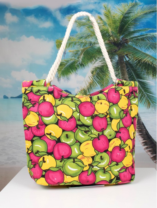 Apple Print Canvas Tote Bag